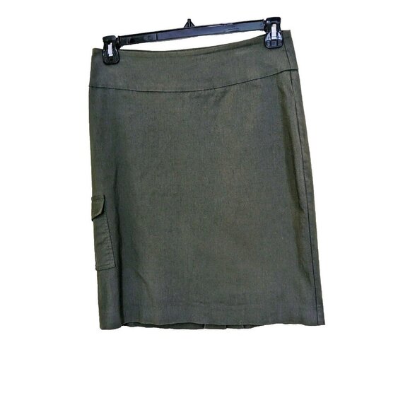 Reitmans Stretch Cargo Skirt Womens Size 9 Olive Green Short Straight Office - Picture 1 of 5